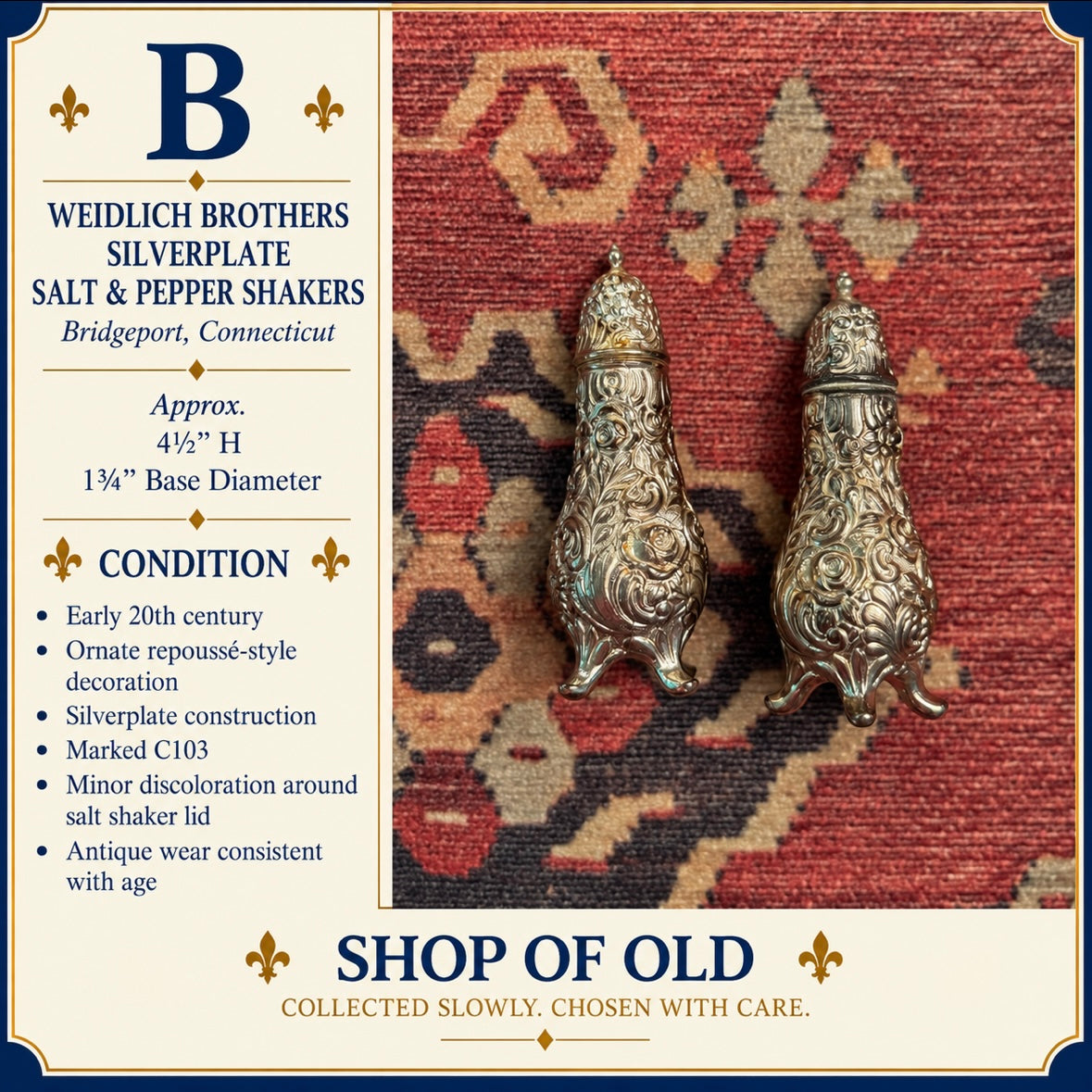 Weidlich Brothers Silverplate Salt & Pepper Shakers | Early 20th Century