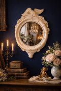 Antique Style Eagle Crest Plaster Wall Mirror
