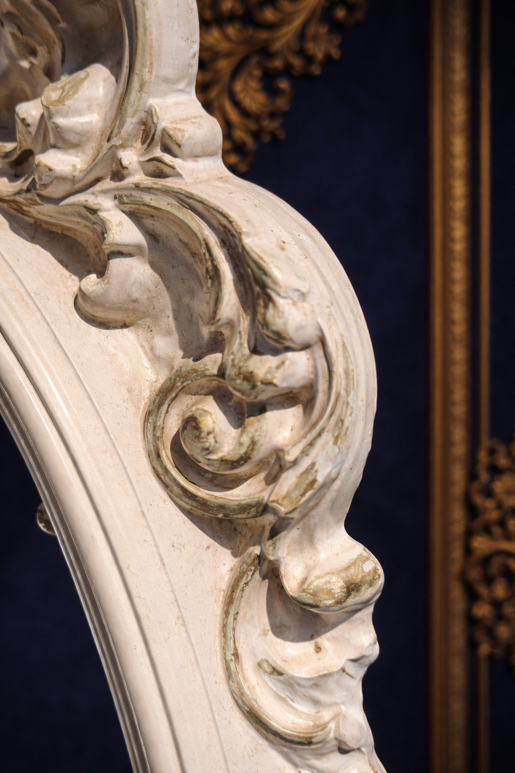 Antique Style Eagle Crest Plaster Wall Mirror