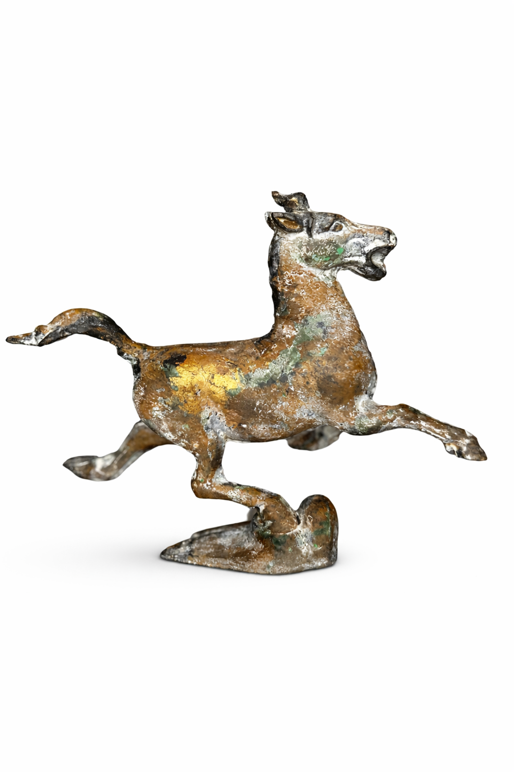 Cast Bronze Flying Horse Sculpture with Aged Patina — Inspired by Han Dynasty Form