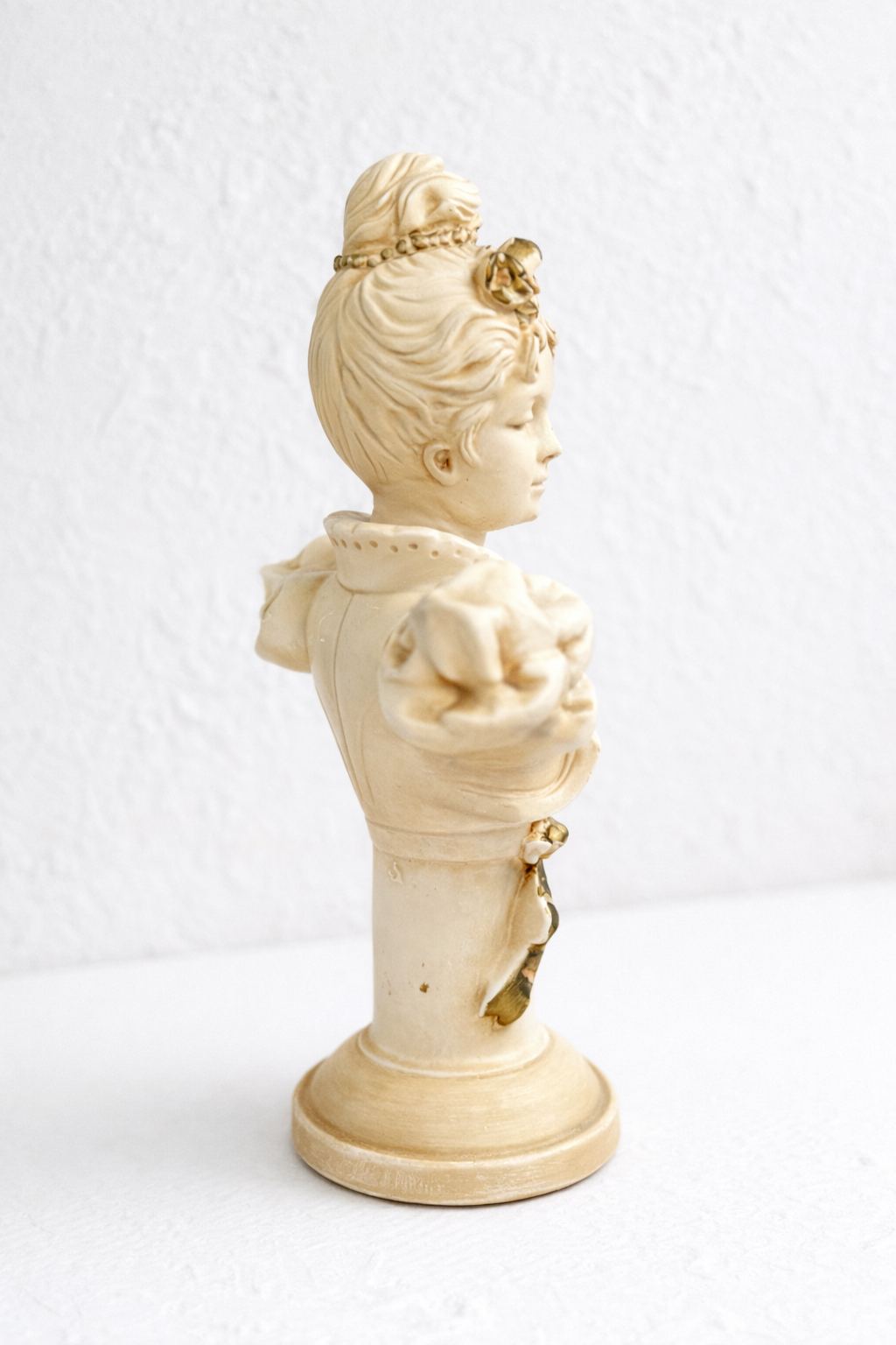 Victorian Revival Ivory Bust with Gilt Accents | Estate Found Chalkware Figure
