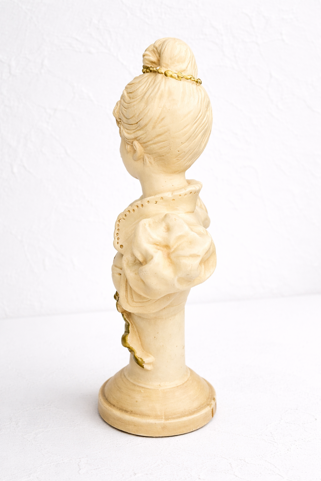 Victorian Revival Ivory Bust with Gilt Accents | Estate Found Chalkware Figure