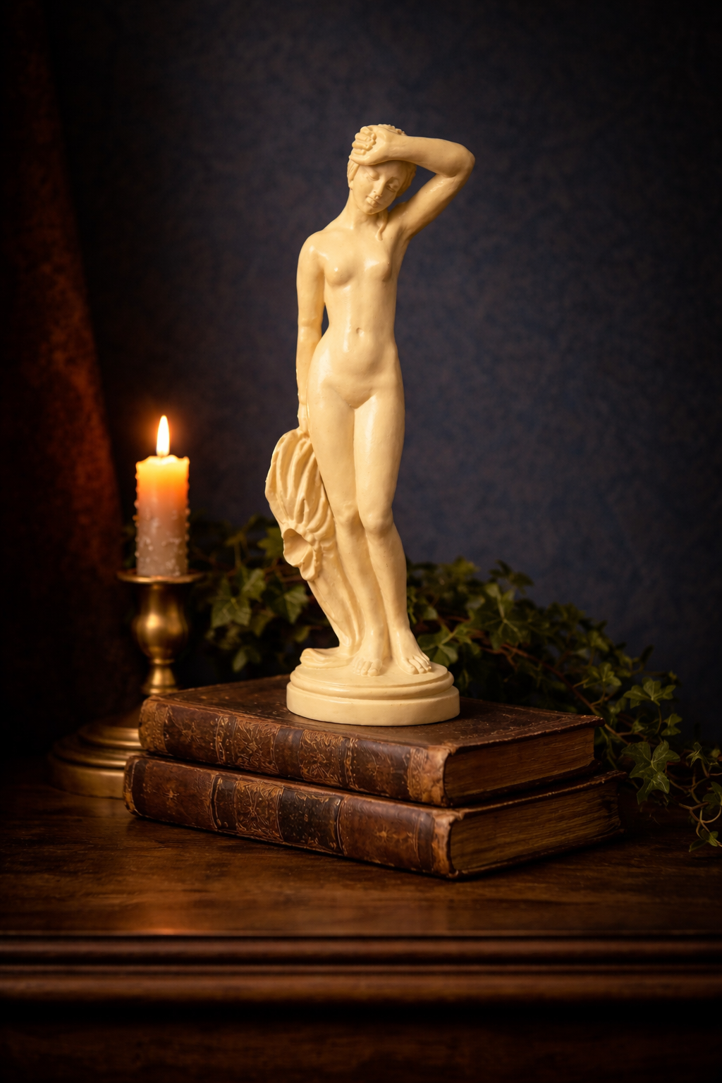 A. Santini Classical Female Figure, Signed Italian Marble Composite Sculpture