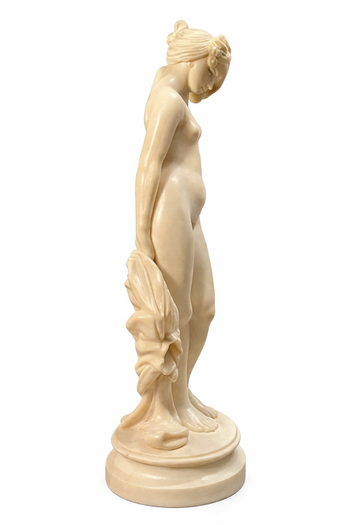 A. Santini Classical Female Figure, Signed Italian Marble Composite Sculpture