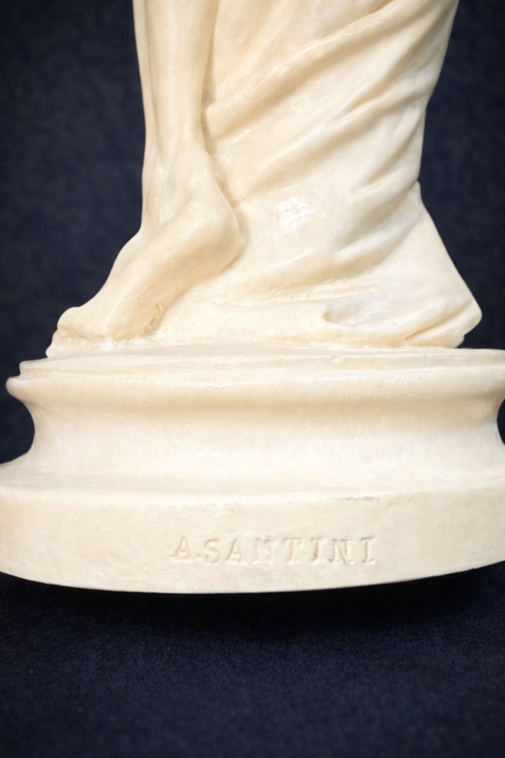 A. Santini Classical Female Figure, Signed Italian Marble Composite Sculpture