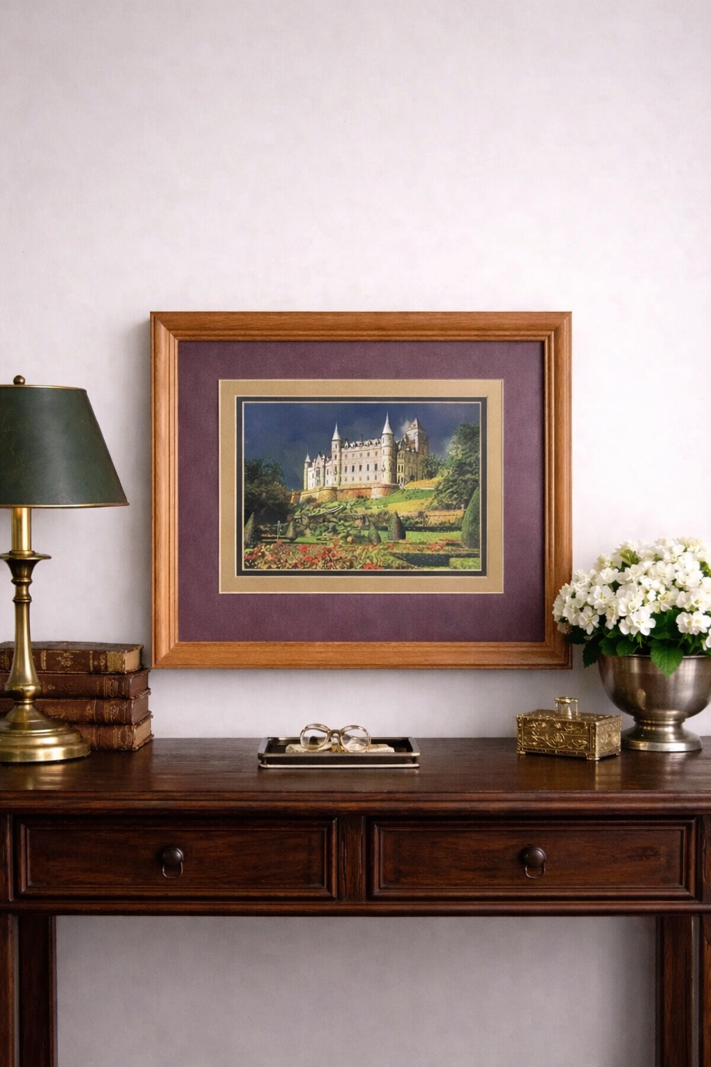 Estate Castle Print with Light-Reflective Finish | 16x13 Framed