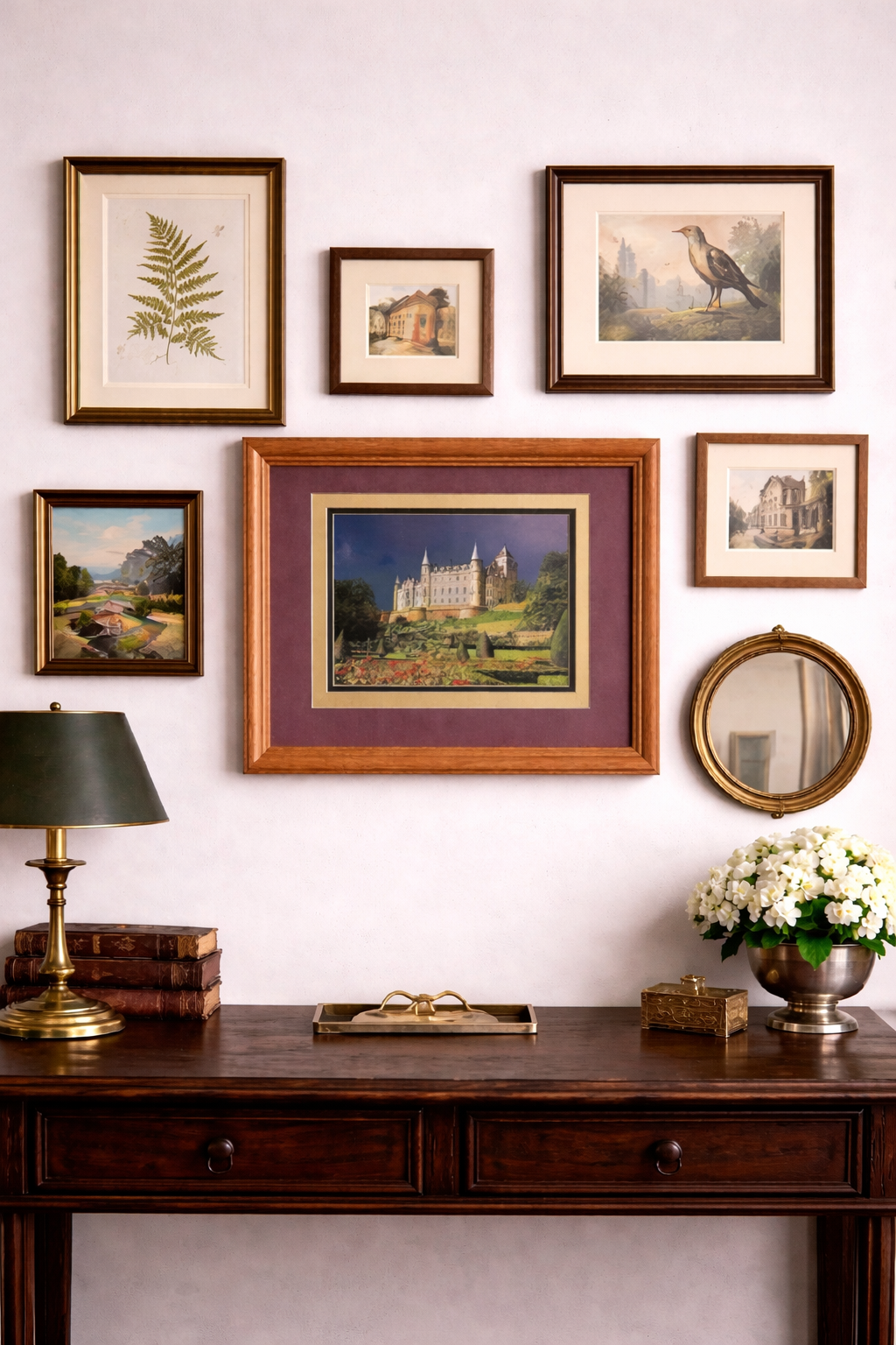 Estate Castle Print with Light-Reflective Finish | 16x13 Framed