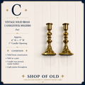 Vintage Solid Brass Candlestick Holders (Pair) | Classic Brass Candle Holders