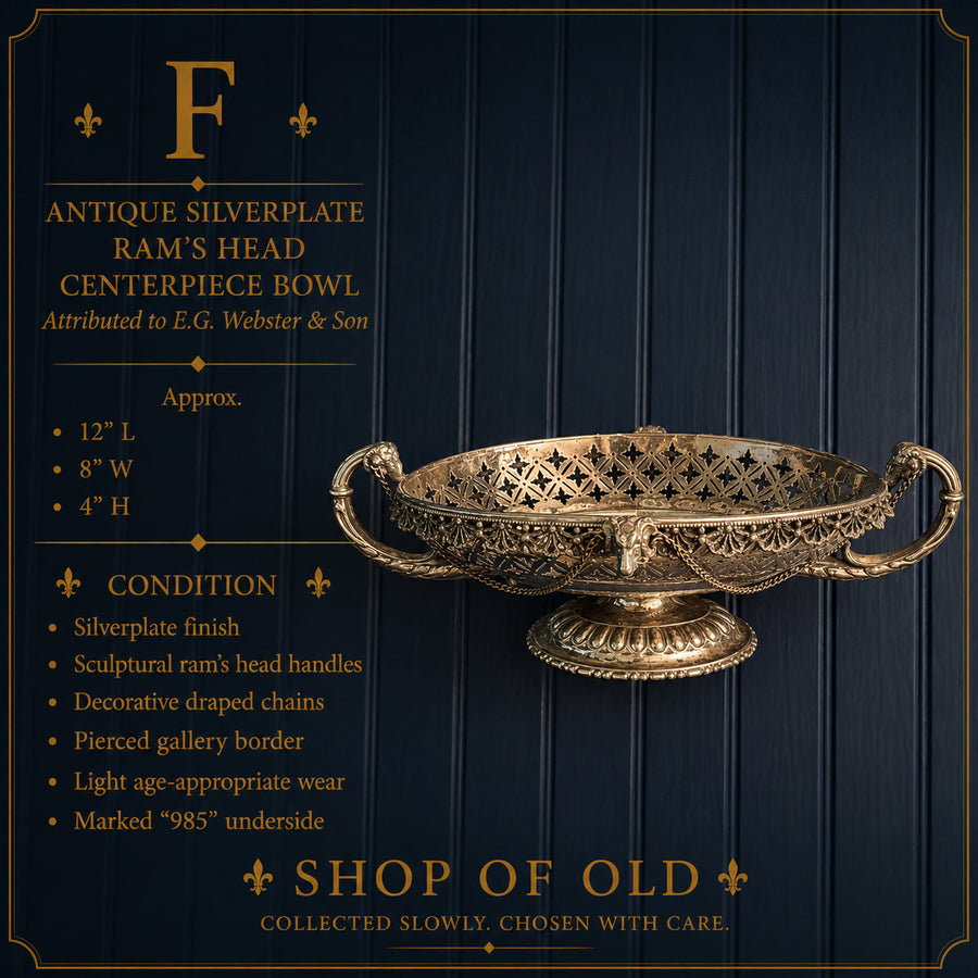 Antique Silverplate Ram’s Head Centerpiece Bowl with Draped Chains | E.G. Webster & Son