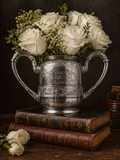 Antique 1896 Silver Plate Athletic Trophy Loving Cup – First Prize Shot Put, Engraved Floral & Insect Motif