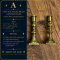 Vintage Solid Brass Candlestick Holders (Pair) | Classic Brass Candle Holders