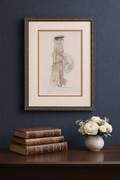 Early 20th Century Howard Chandler Christy Illustration Plate — Linen Mat, Ornate Metal Frame