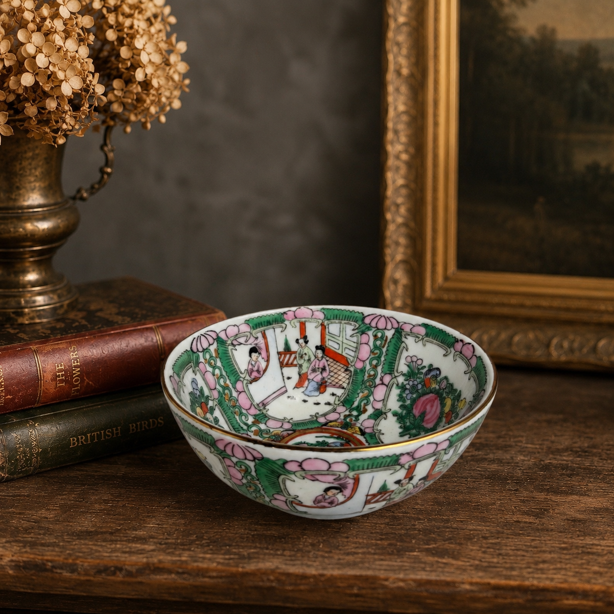 Vintage Chinese Rose Medallion Porcelain Bowl | Hand-Painted Canton Famille Rose Dish, 4.5”