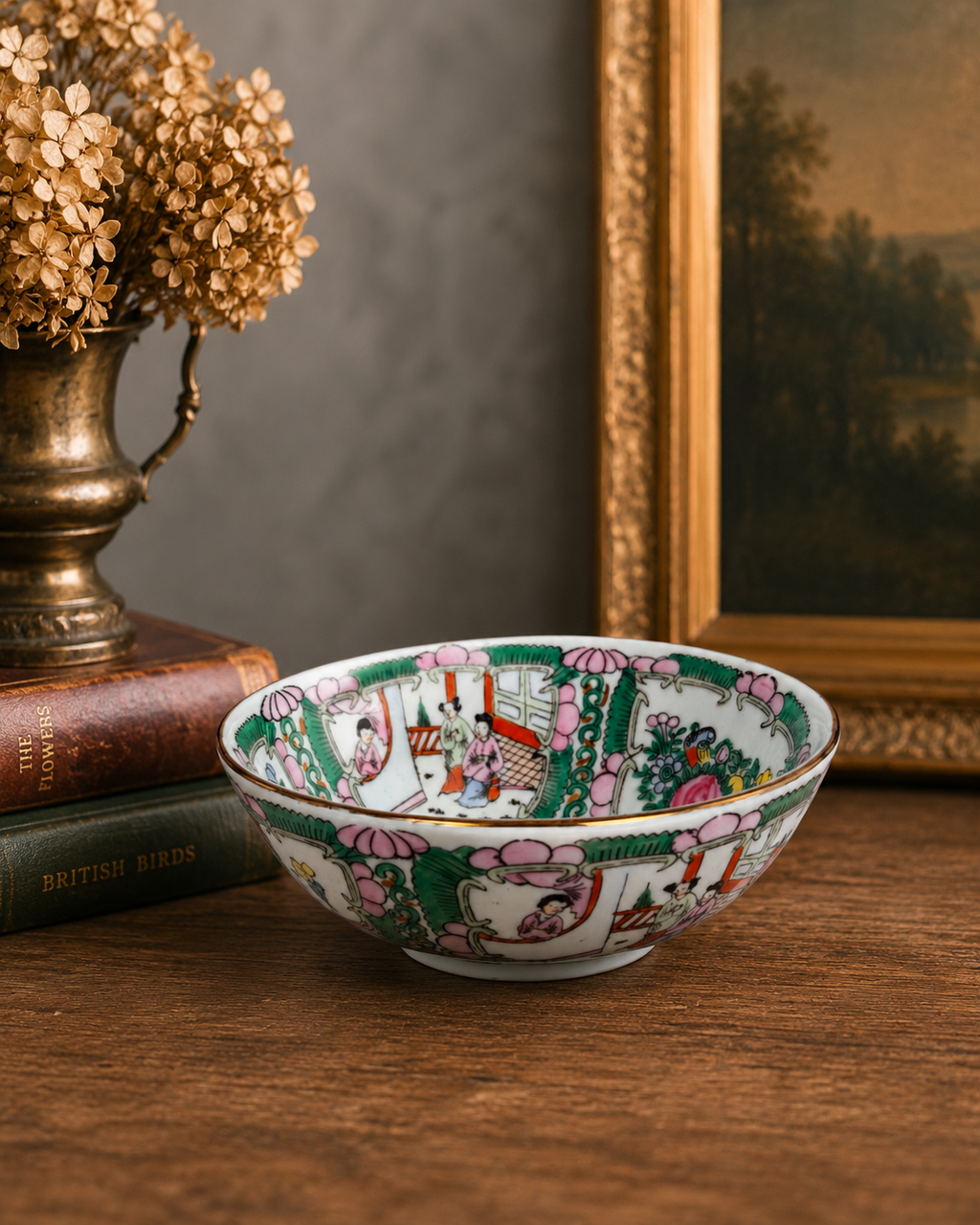Vintage Chinese Rose Medallion Porcelain Bowl | Hand-Painted Canton Famille Rose Dish, 4.5”