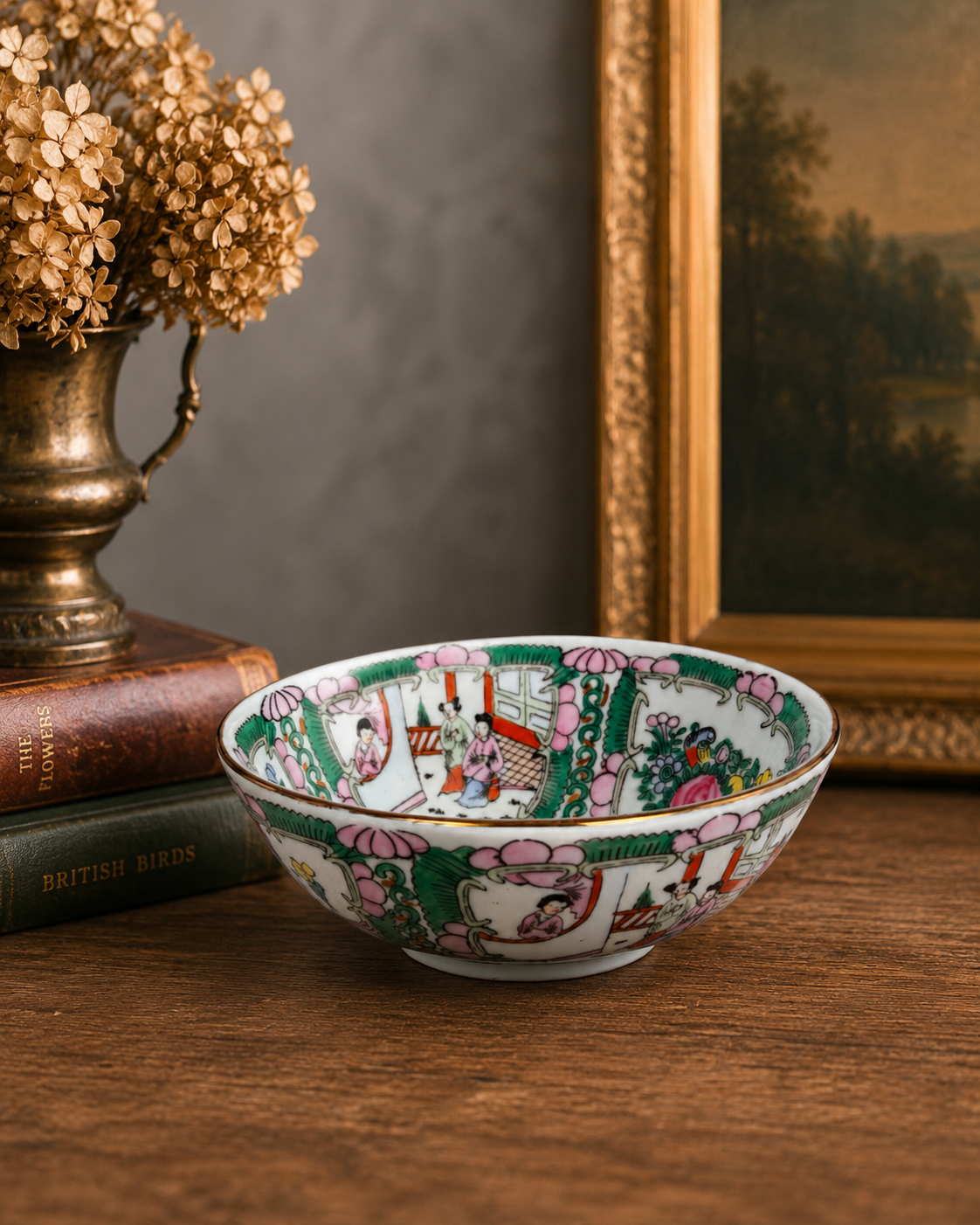 Vintage Chinese Rose Medallion Porcelain Bowl | Hand-Painted Canton Famille Rose Dish, 4.5”
