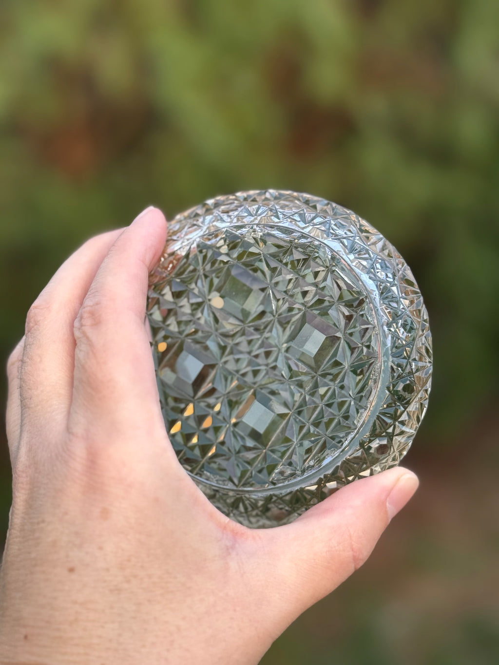 Antique Cut Crystal Dish with Hallmarked Sterling Silver Rim