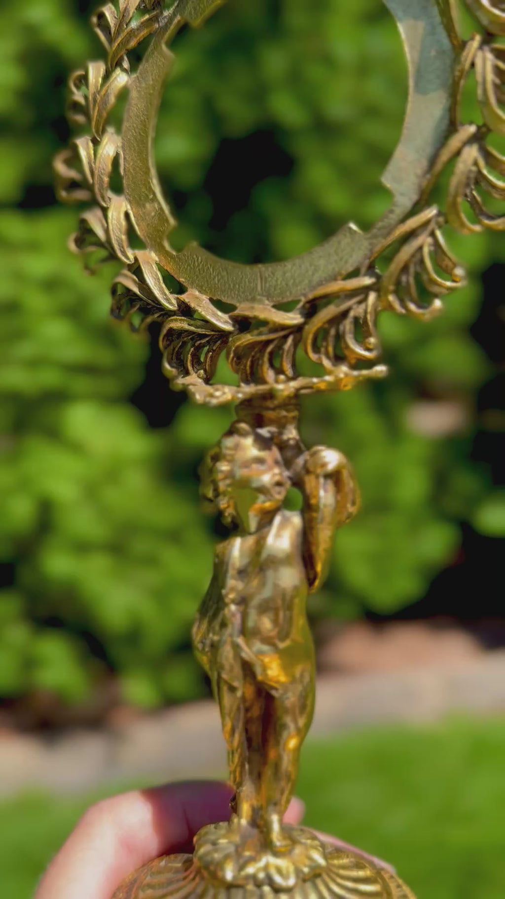 French Ormolu Clock Fragment Pediment on Stand | Decorative Salvage Object, 8.5”