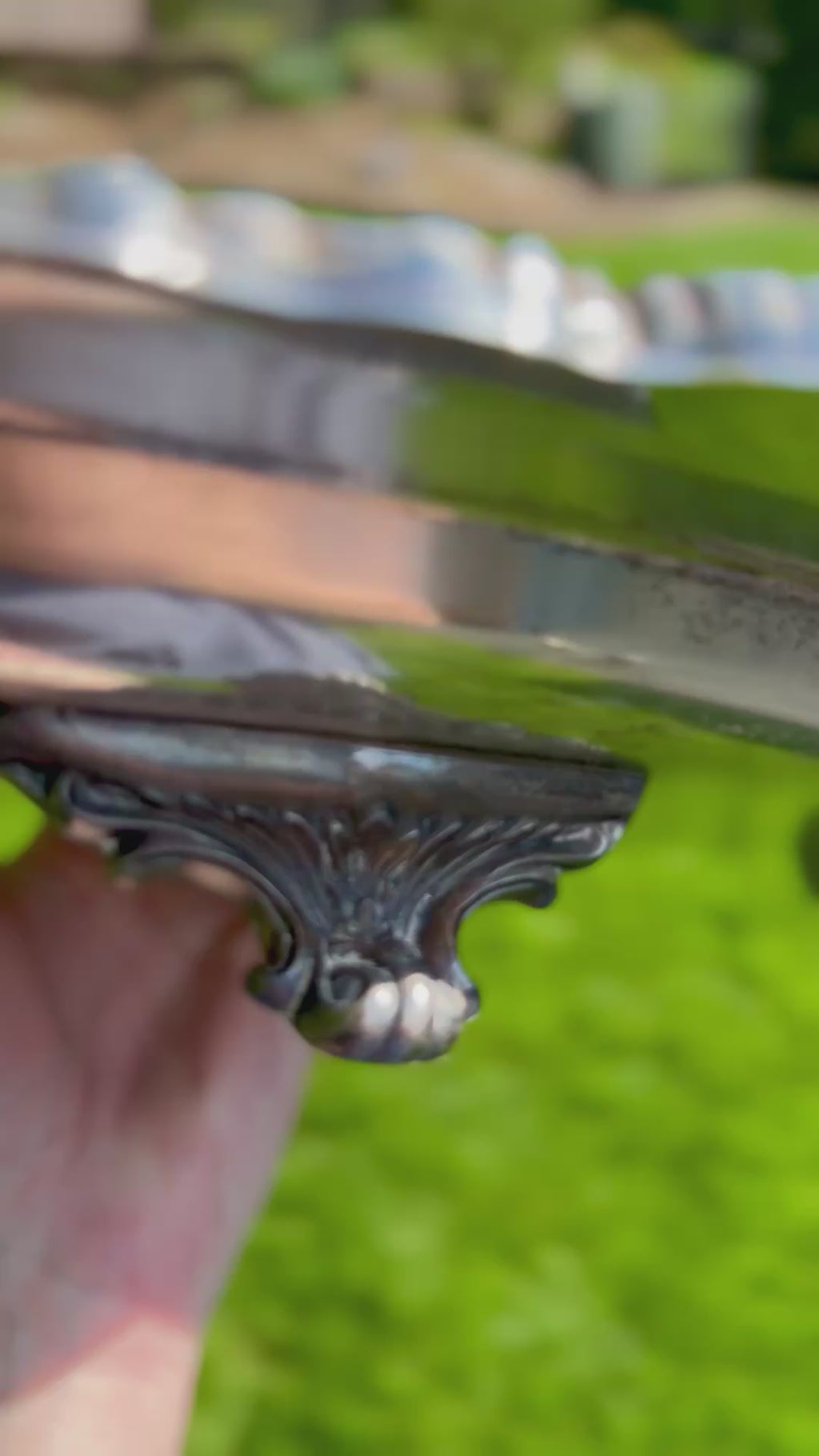Large Ornate Silverplate Footed Serving Tray or Riser, Late Victorian/Edwardian