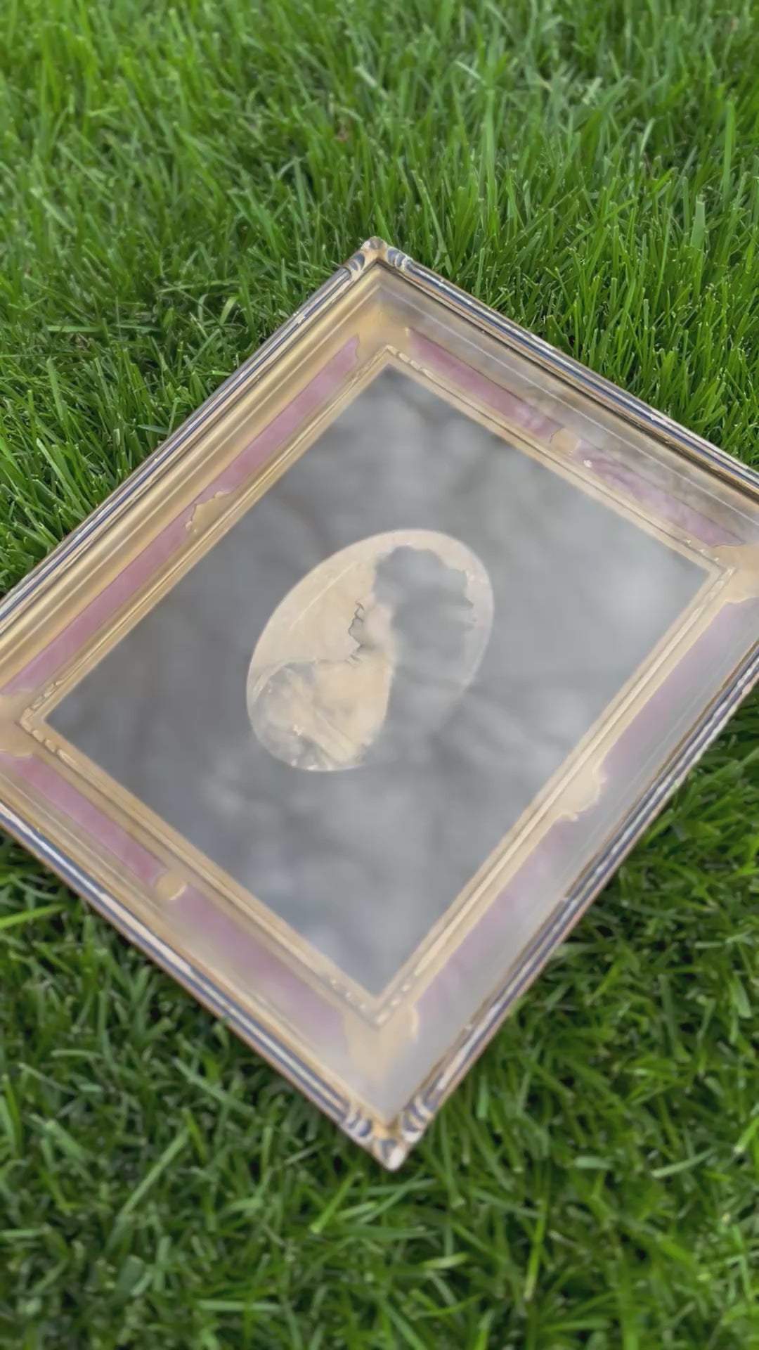 Antique Oval Portrait Shadowbox Frame w/ Hand-Tinted Photograph