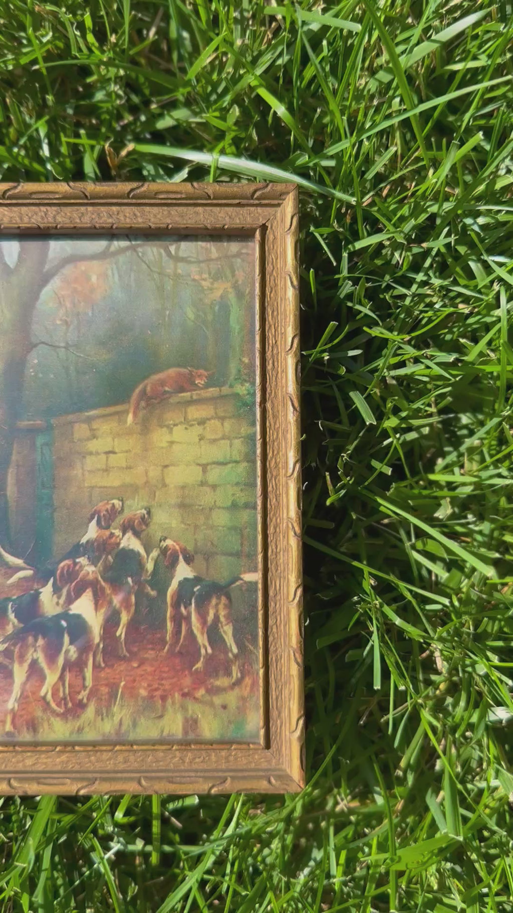 Vintage Framed “Gone to Earth” Fox Hunting Print | John Sanderson-Wells English Sporting Lithograph
