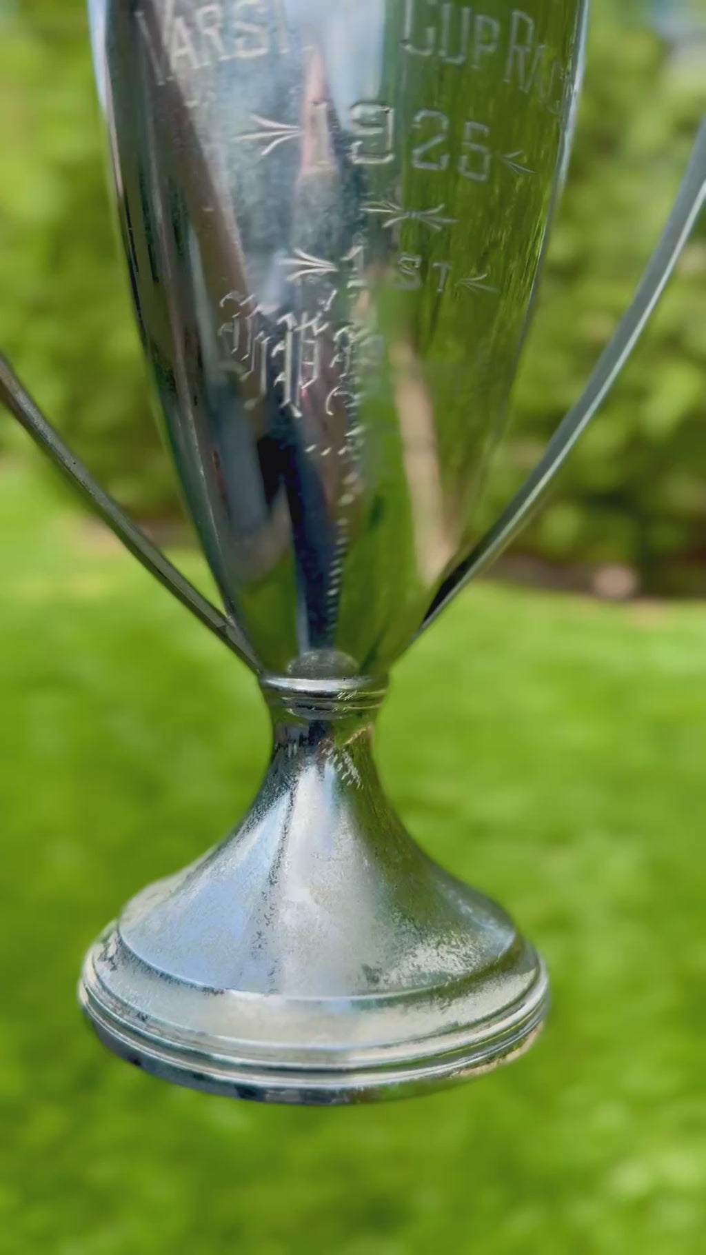 Antique Wallace Bros 1925 Varsity Cup Trophy Double Handle Pewter