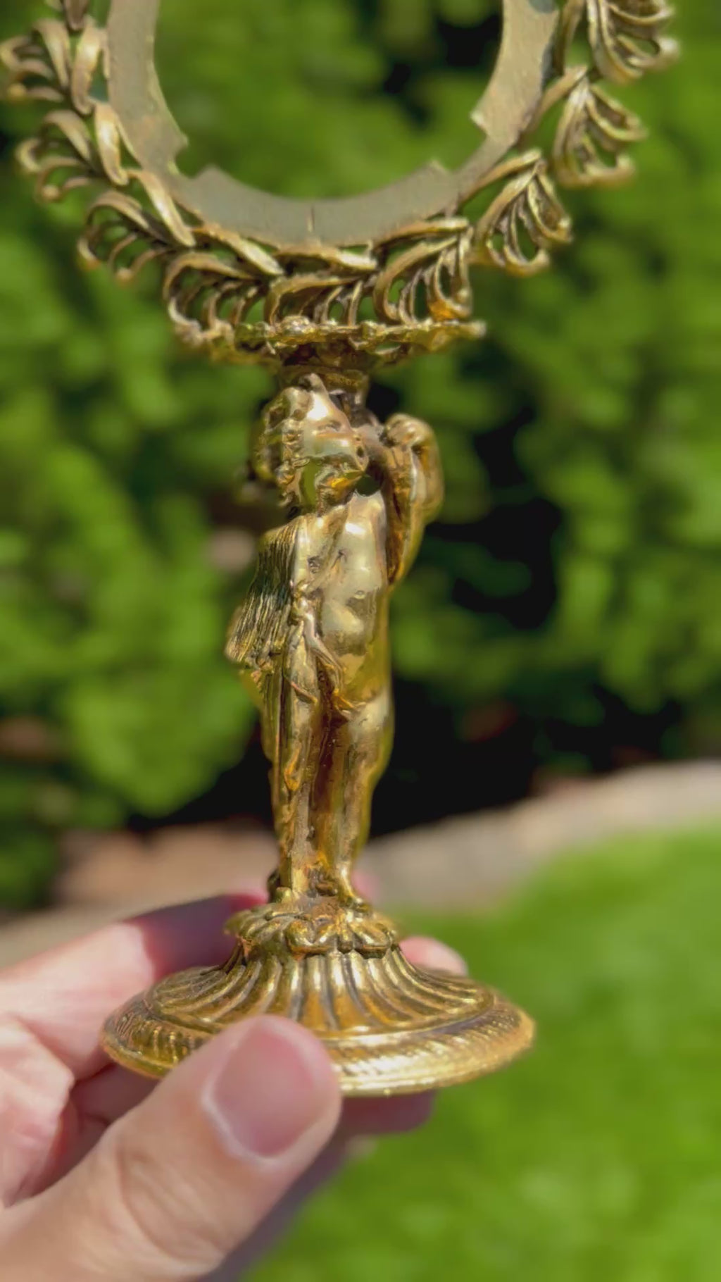 French Ormolu Clock Fragment Pediment on Stand | Decorative Salvage Object, 8.5”