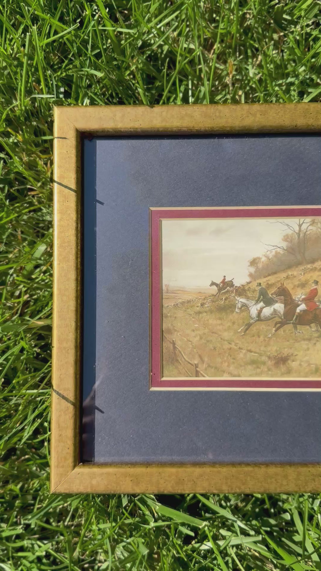 Vintage George Wright “Full Cry” Fox Hunting Equestrian Print | Framed Sporting Art