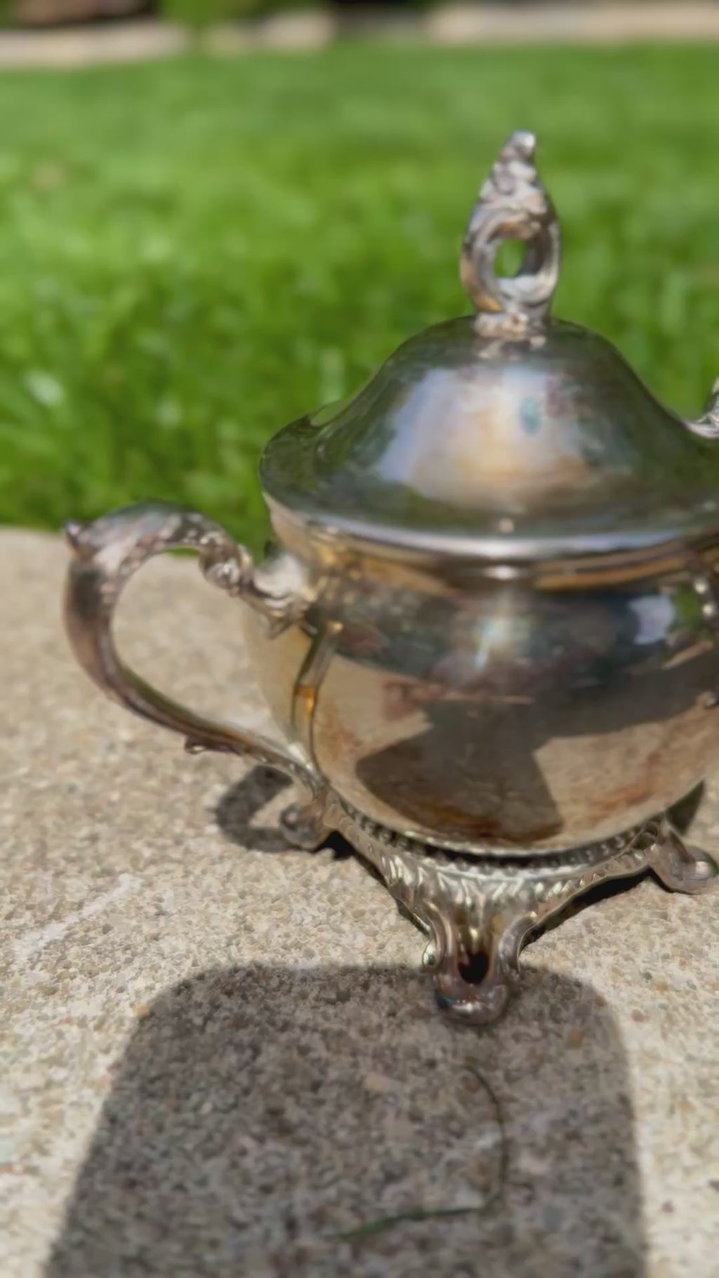 Antique Style Footed Silver Plate Creamer & Sugar Set