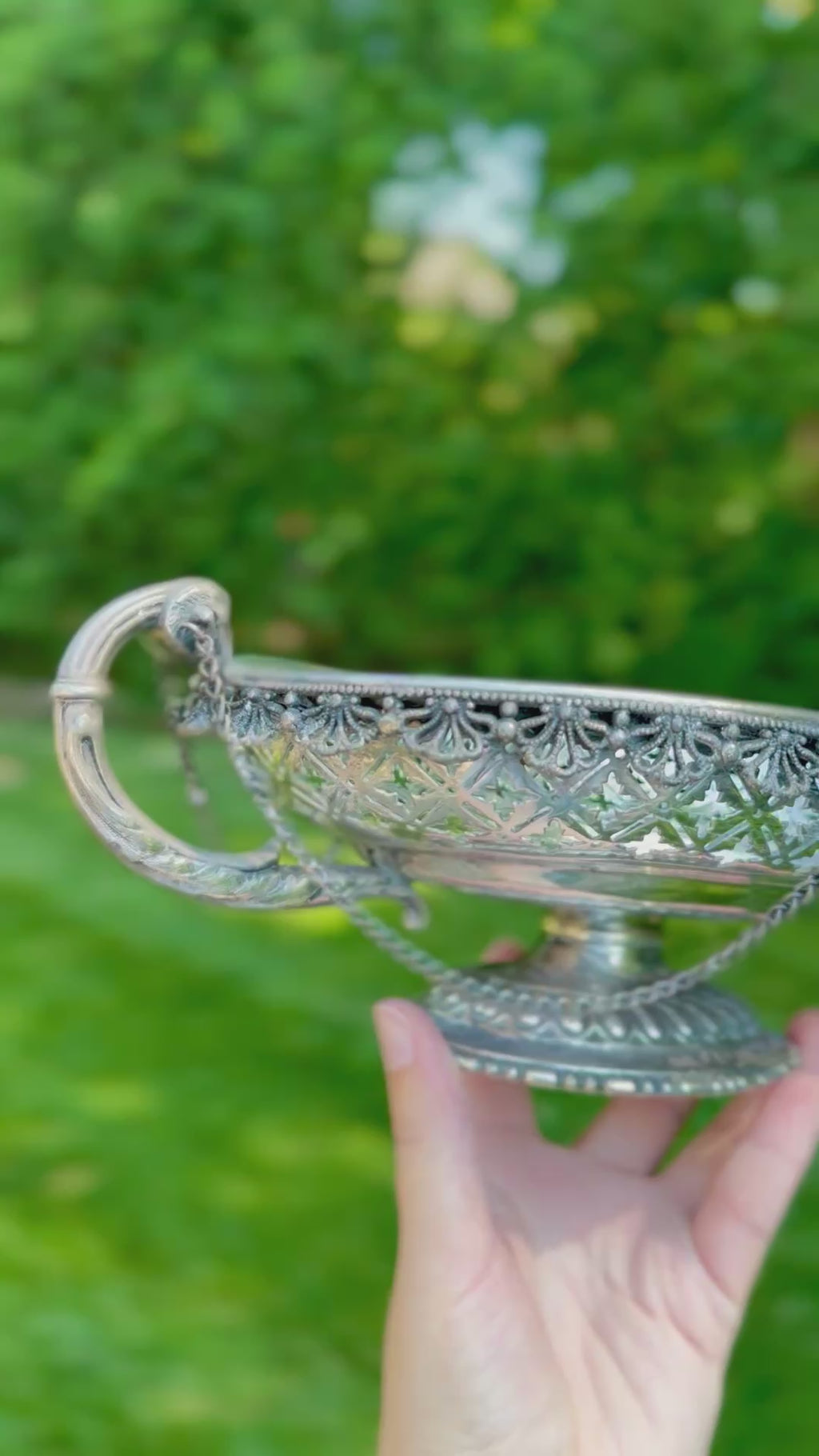 Antique Silverplate Ram’s Head Centerpiece Bowl with Draped Chains | E.G. Webster & Son