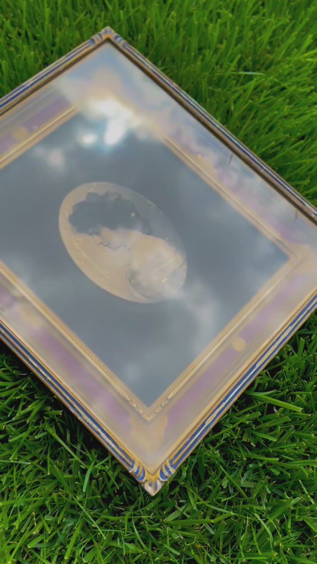 Antique Oval Portrait Shadowbox Frame w/ Hand-Tinted Photograph