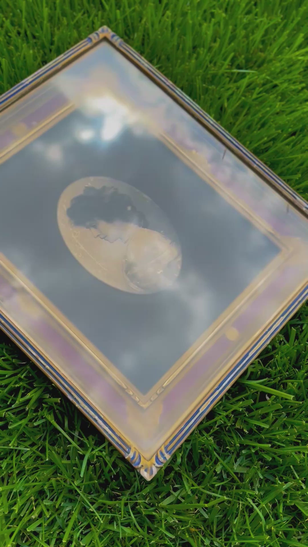 Antique Oval Portrait Shadowbox Frame w/ Hand-Tinted Photograph