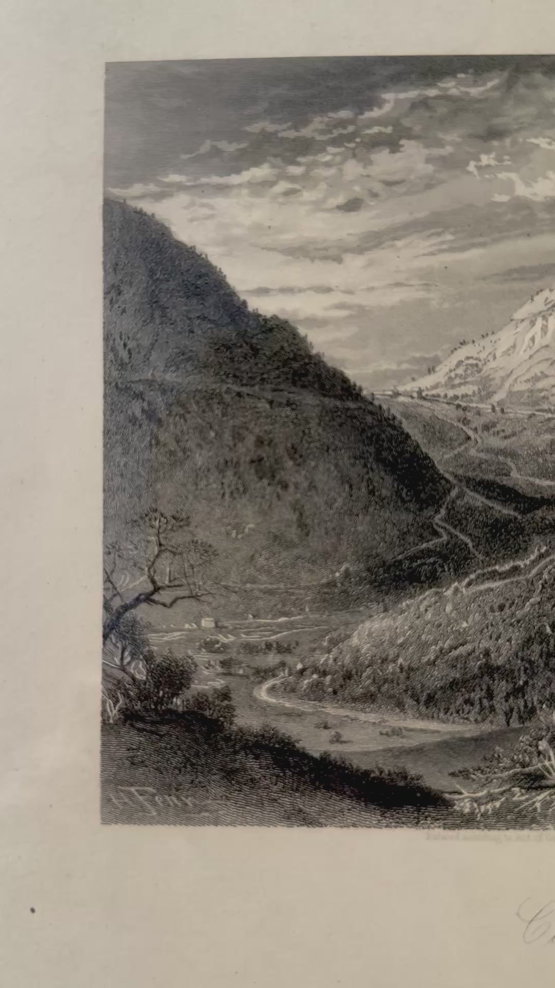 Antique Cumberland Gap Steel Engraving | Harry Fenn | Picturesque America | Professionally Framed Landscape