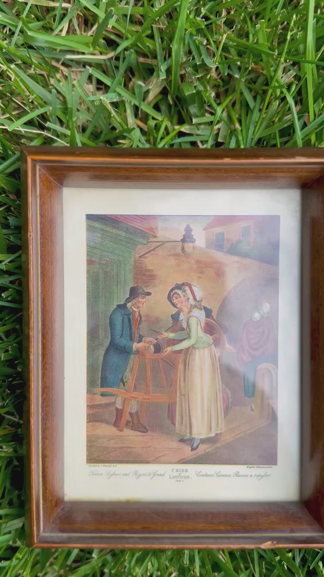 Antique Cries of London Hand-Colored Engravings, Pair in Wood Frames | After Francis Wheatley