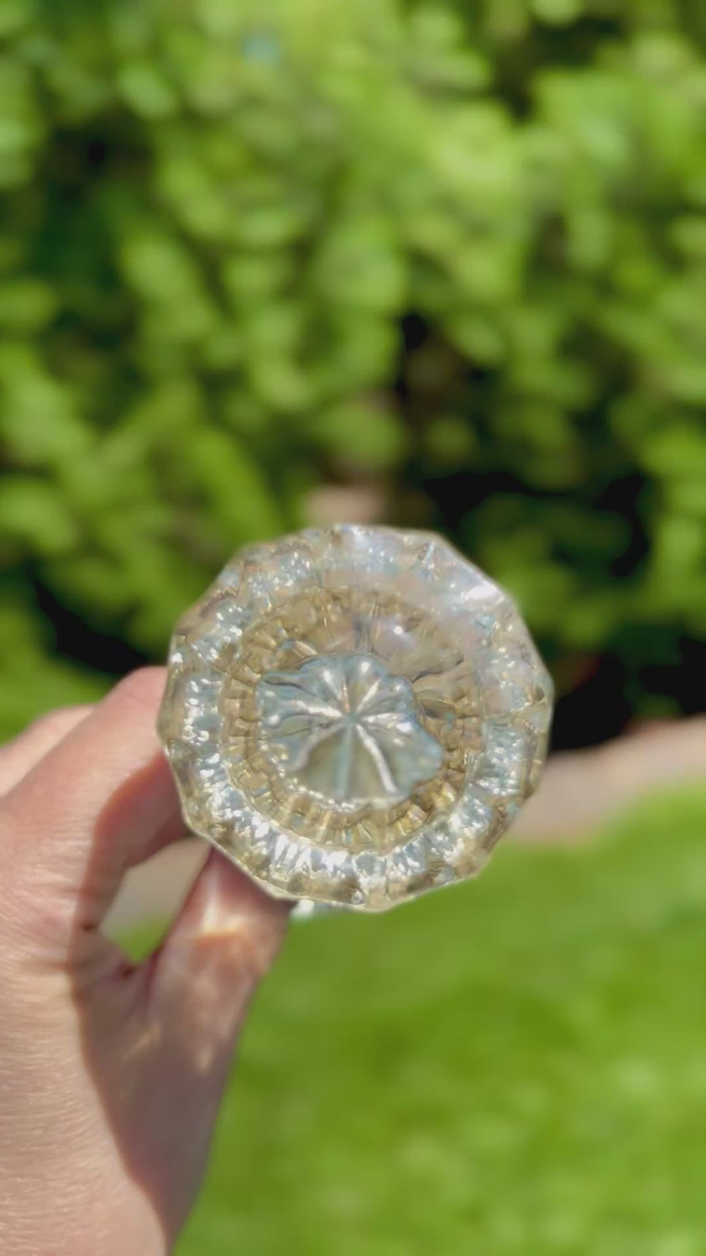 Antique Clear Glass Door Knob Sets with Original Brass Hardware, Collection of 3