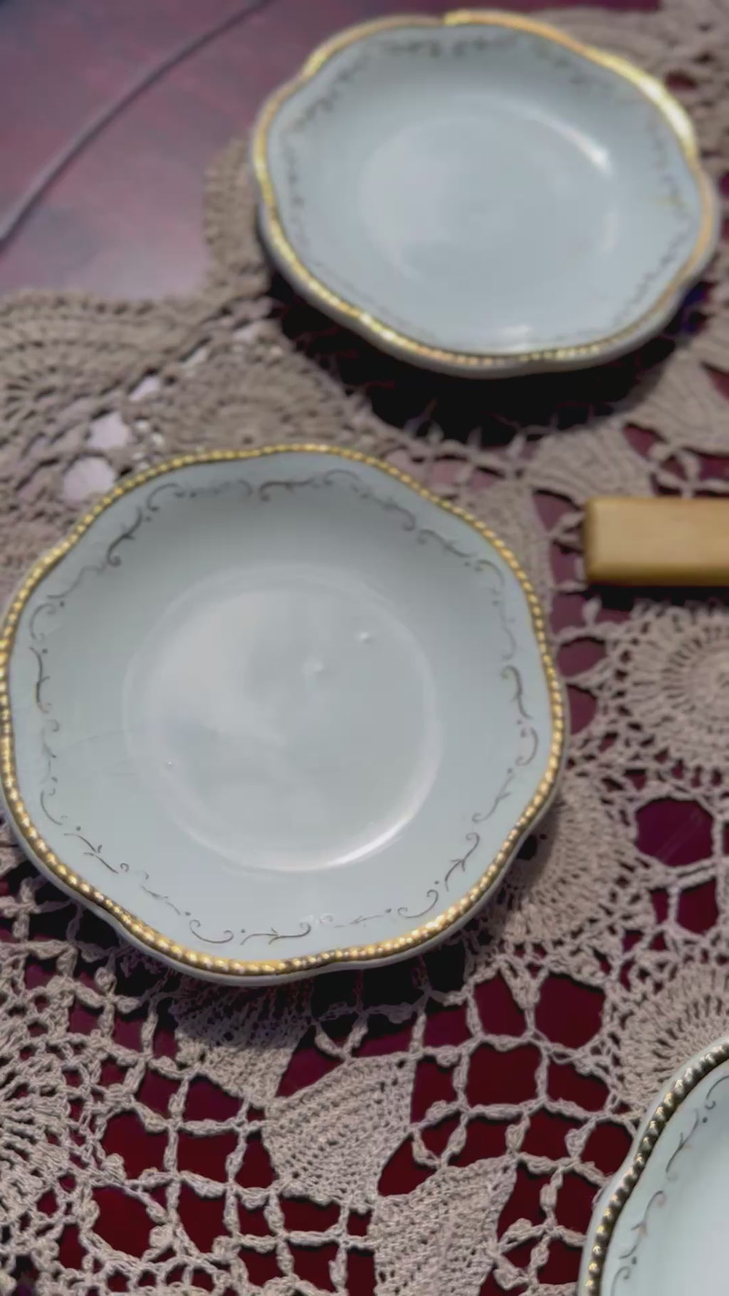 Antique English Gold Trim Butter Pats by A.J. Wilkinson | Set of 6