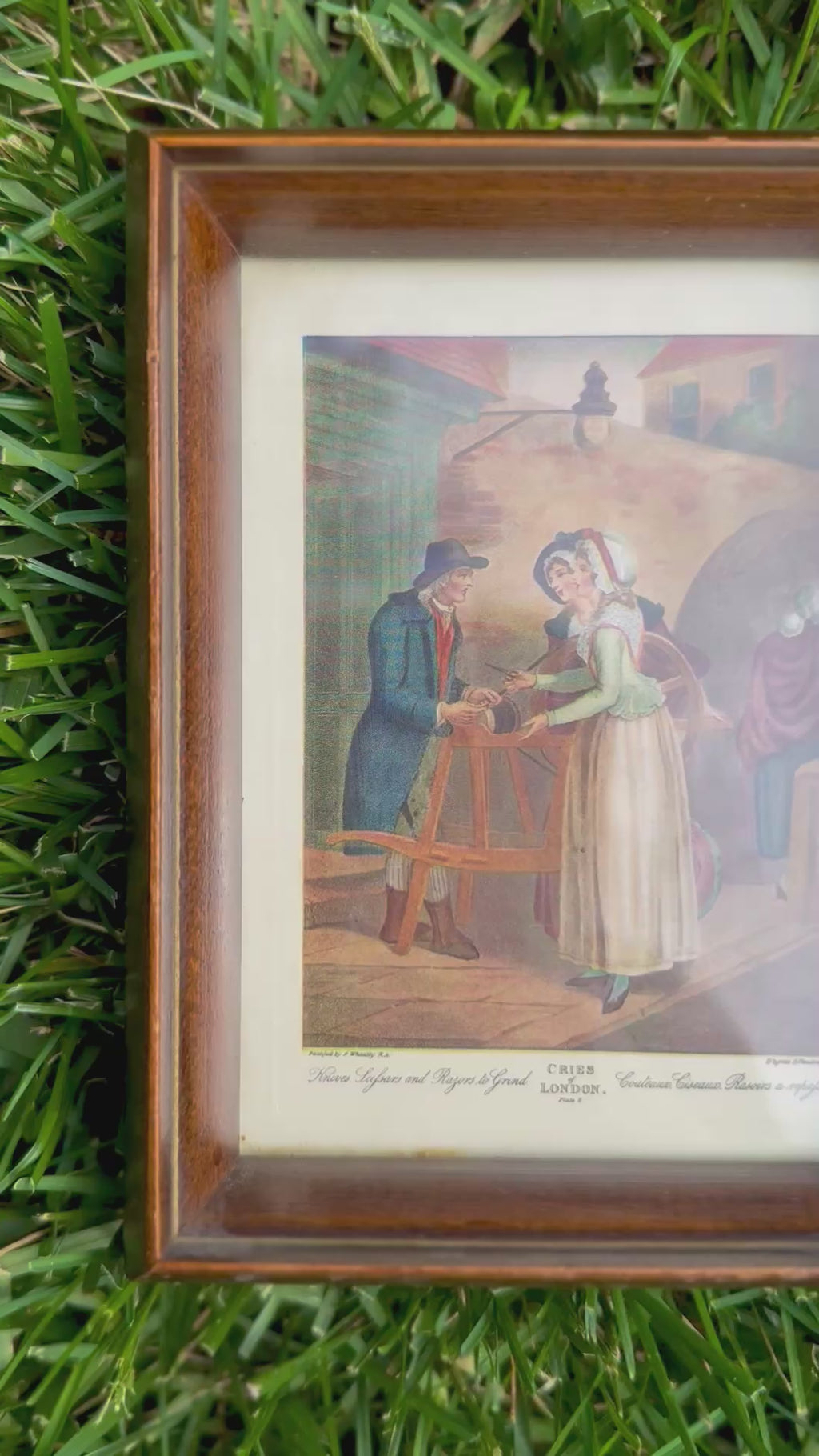 Antique Cries of London Hand-Colored Engravings, Pair in Wood Frames | After Francis Wheatley