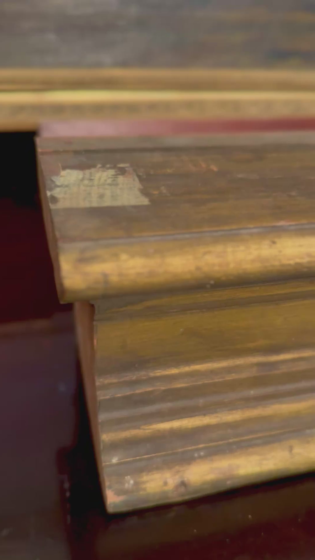 Antique Victorian Gilt Wood Architectural Riser | Salvaged Pedestal Block | Pegs on Right | 11.5”