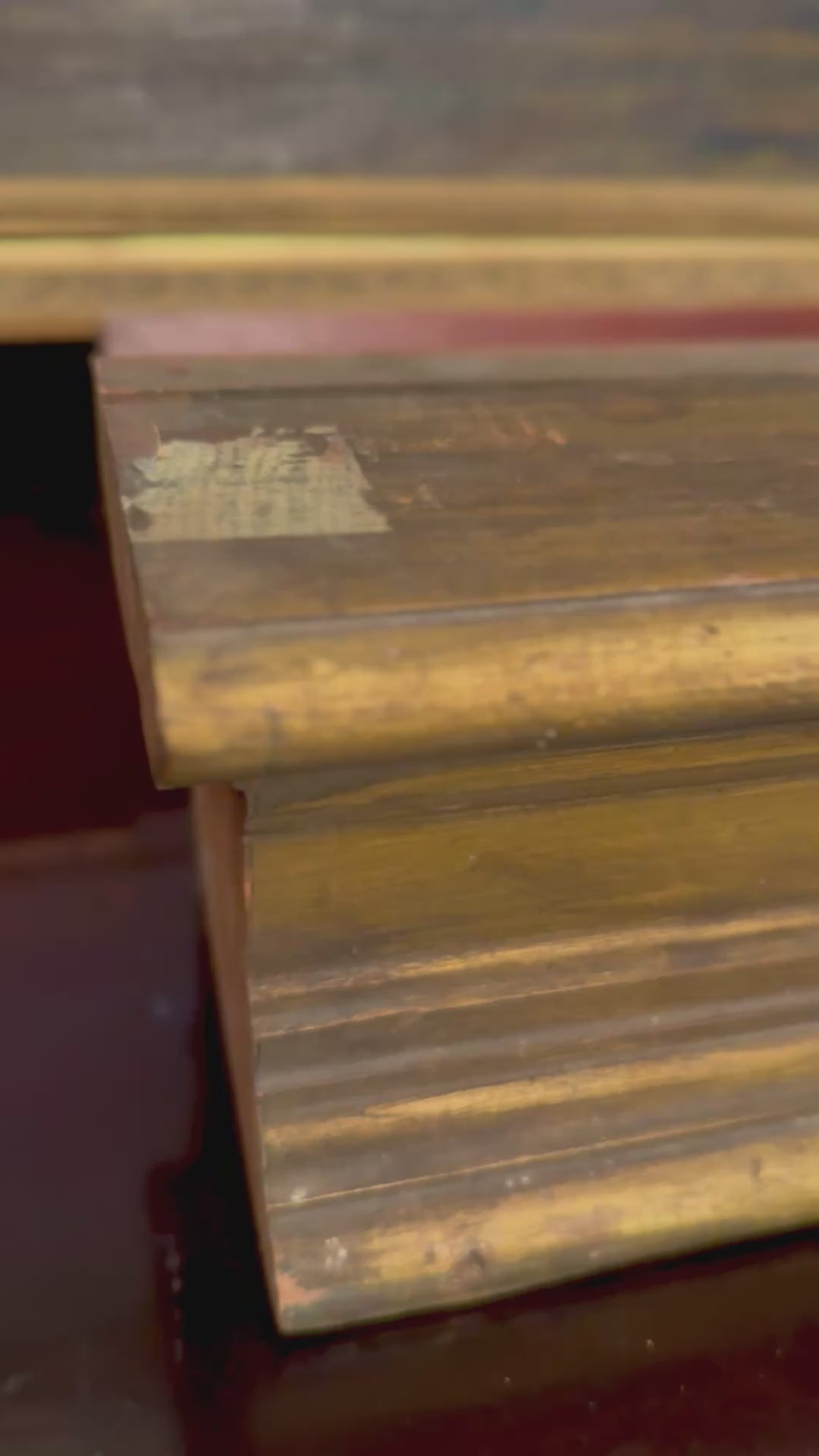 Antique Victorian Gilt Wood Architectural Riser | Salvaged Pedestal Block | Pegs on Right | 11.5”