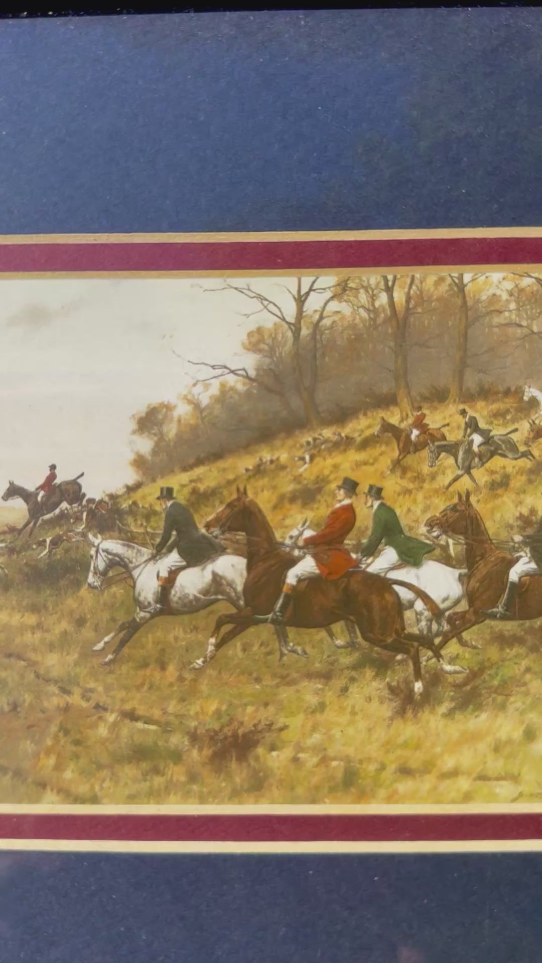 Vintage George Wright “Full Cry” Fox Hunting Equestrian Print | Framed Sporting Art