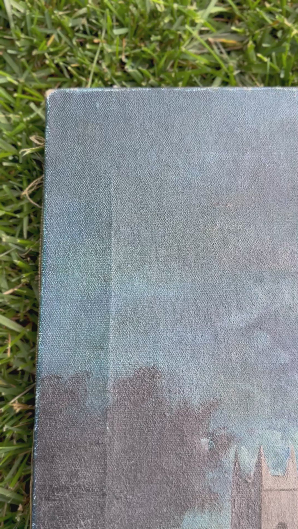 Antique Oil on Canvas Landscape with Chapel — Moody Evening Scene