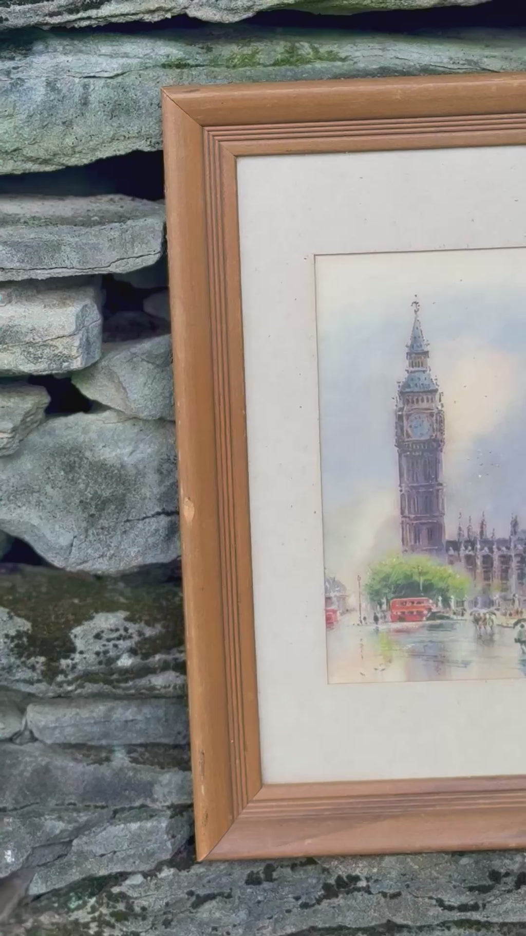 Original Big Ben London Watercolor | Framed English Cityscape | Signed “Likely Asierio”￼