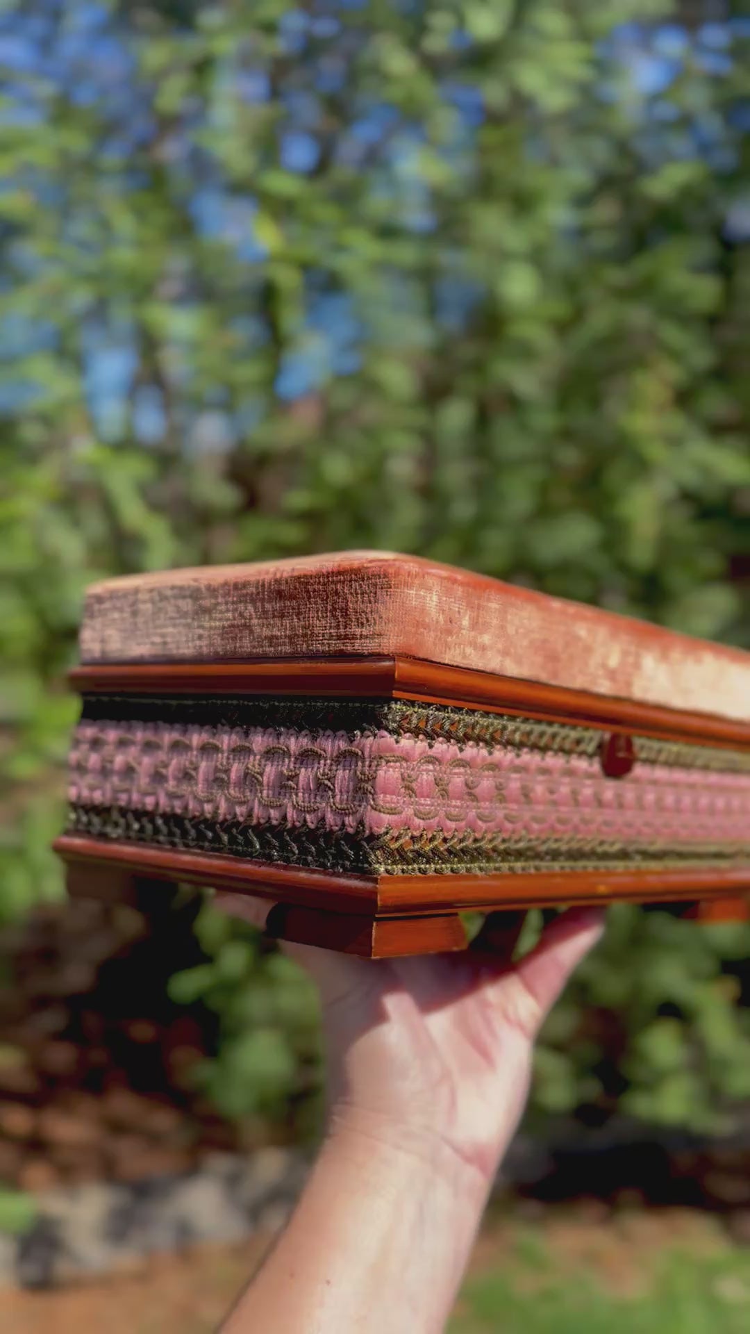 Italian Velvet Jewelry Box with Trim Detail — Estate Found