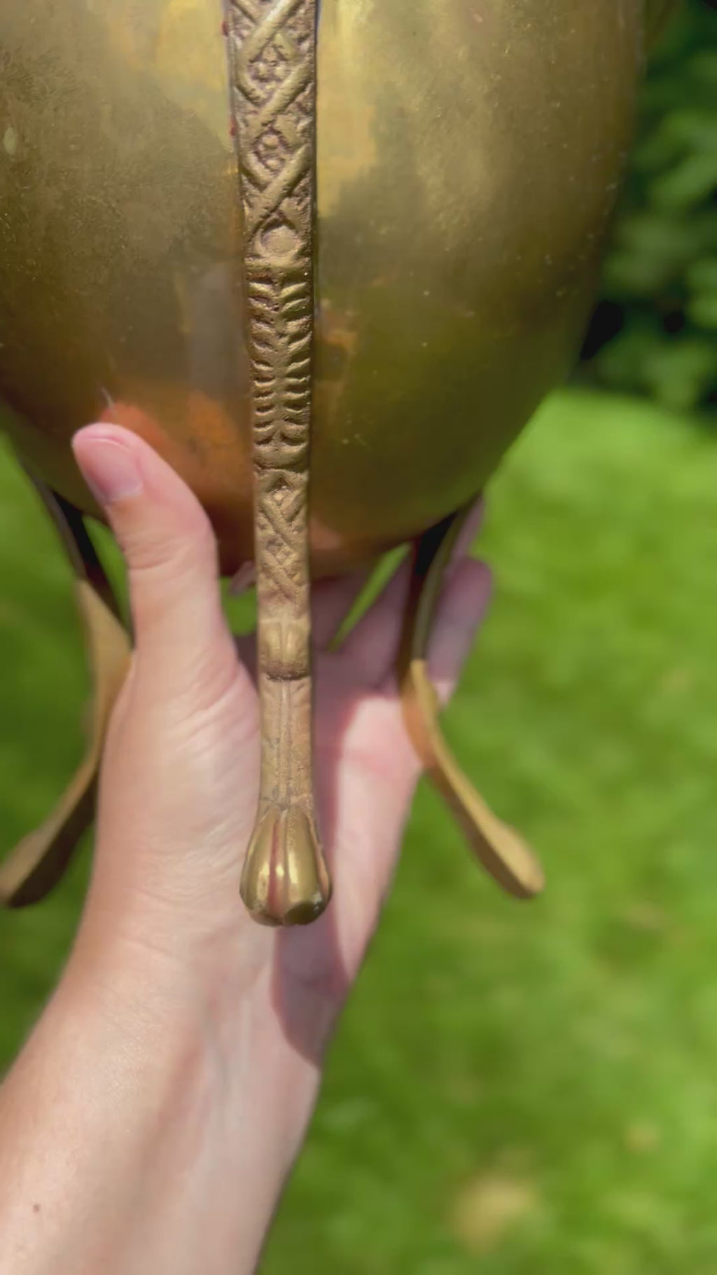 Vintage Solid Brass Lion Head Jardinière Planter | Lion Paw Feet | Made in India