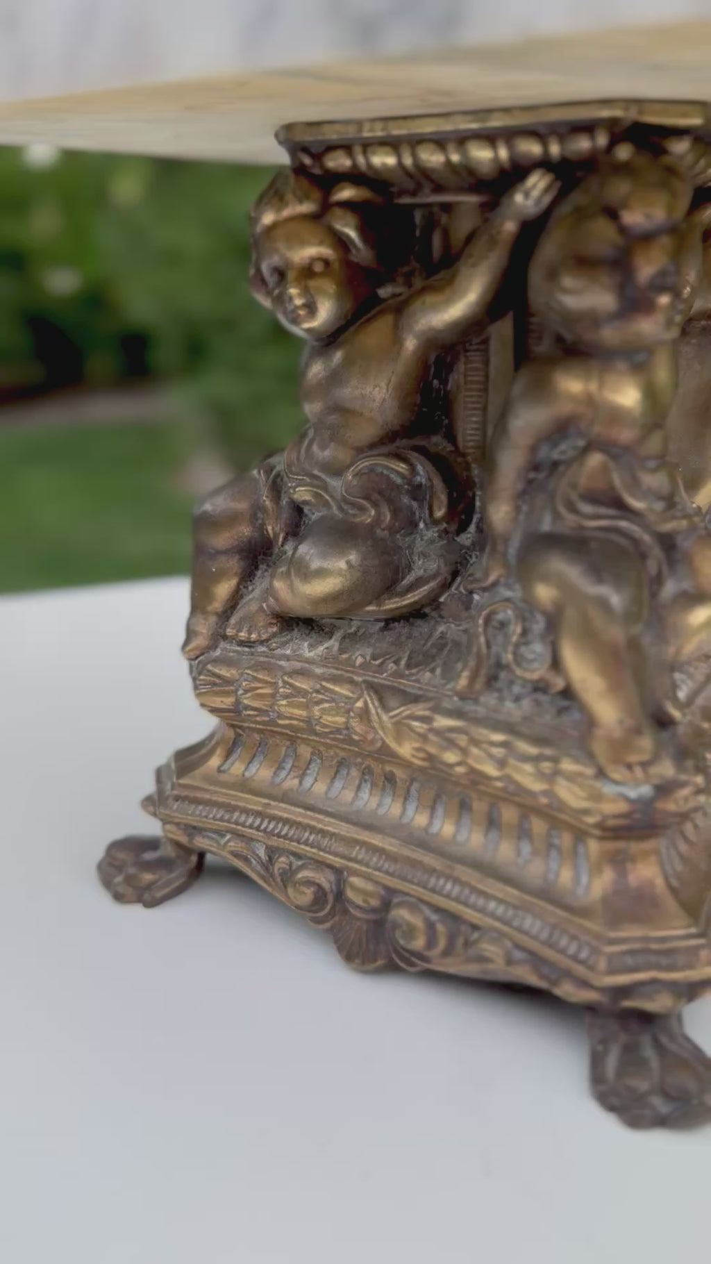 Italian Marble & Gilt Cherub Pedestal Riser — Estate Conversion