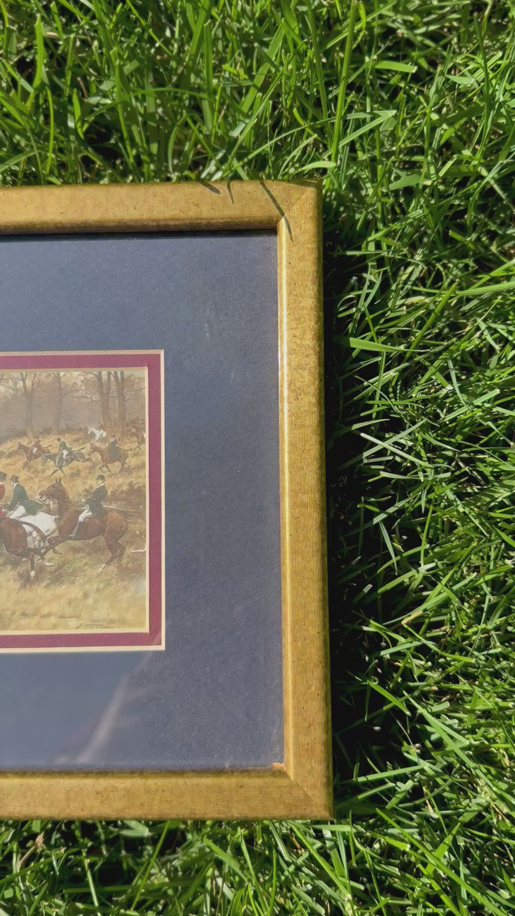 Vintage George Wright “Full Cry” Fox Hunting Equestrian Print | Framed Sporting Art