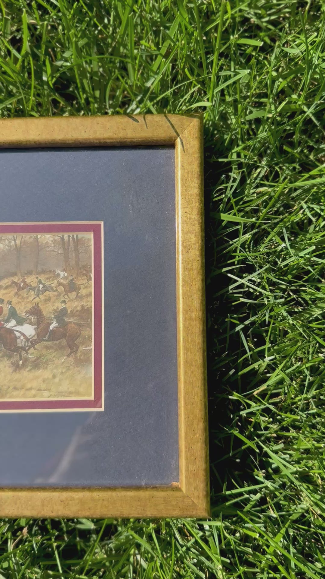 Vintage George Wright “Full Cry” Fox Hunting Equestrian Print | Framed Sporting Art