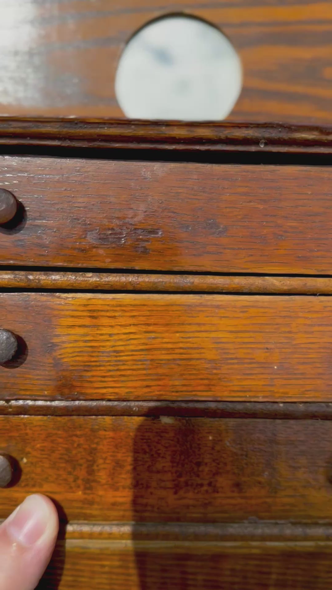 Antique Miniature Wooden Dresser Box Hand-Stained Doll Chest Jewelry Cabinet