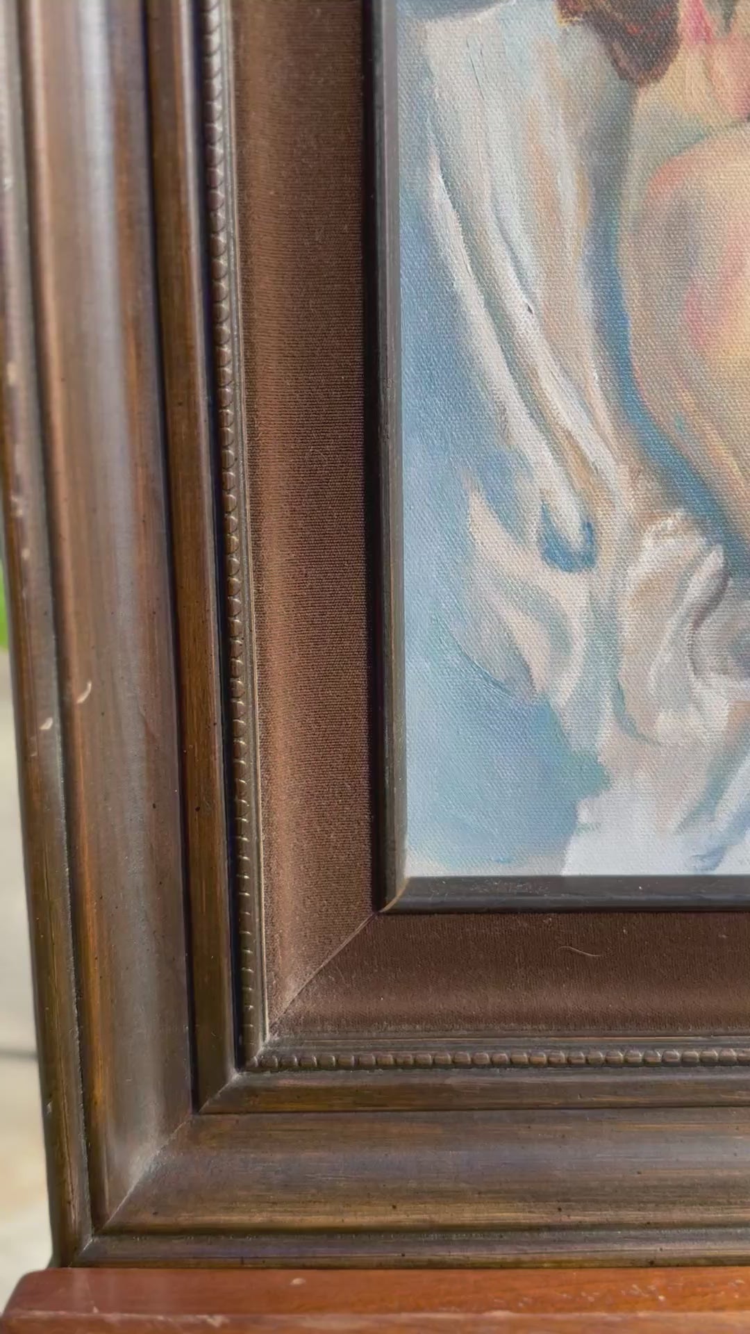 Vintage Oil Painting Nude Study M. Wells Inscribed Verso Walnut Frame